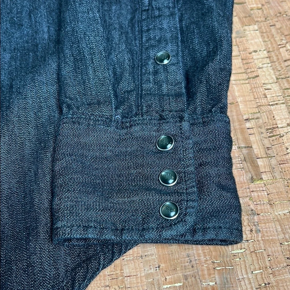 Lauren by Ralph Lauren Denim Pearl Snap Shirt Large - Picture 2 of 11